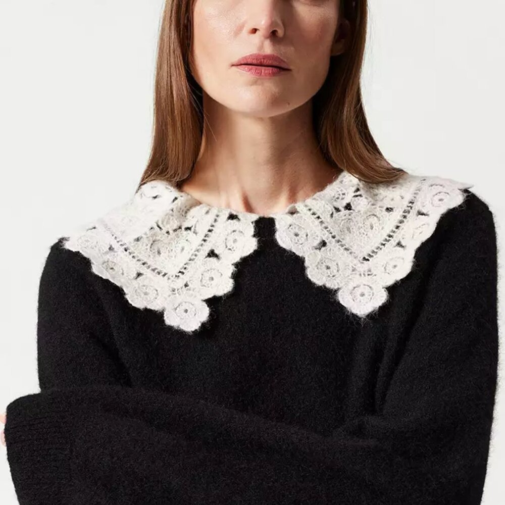 & Other Stories Lace Neck Sweater